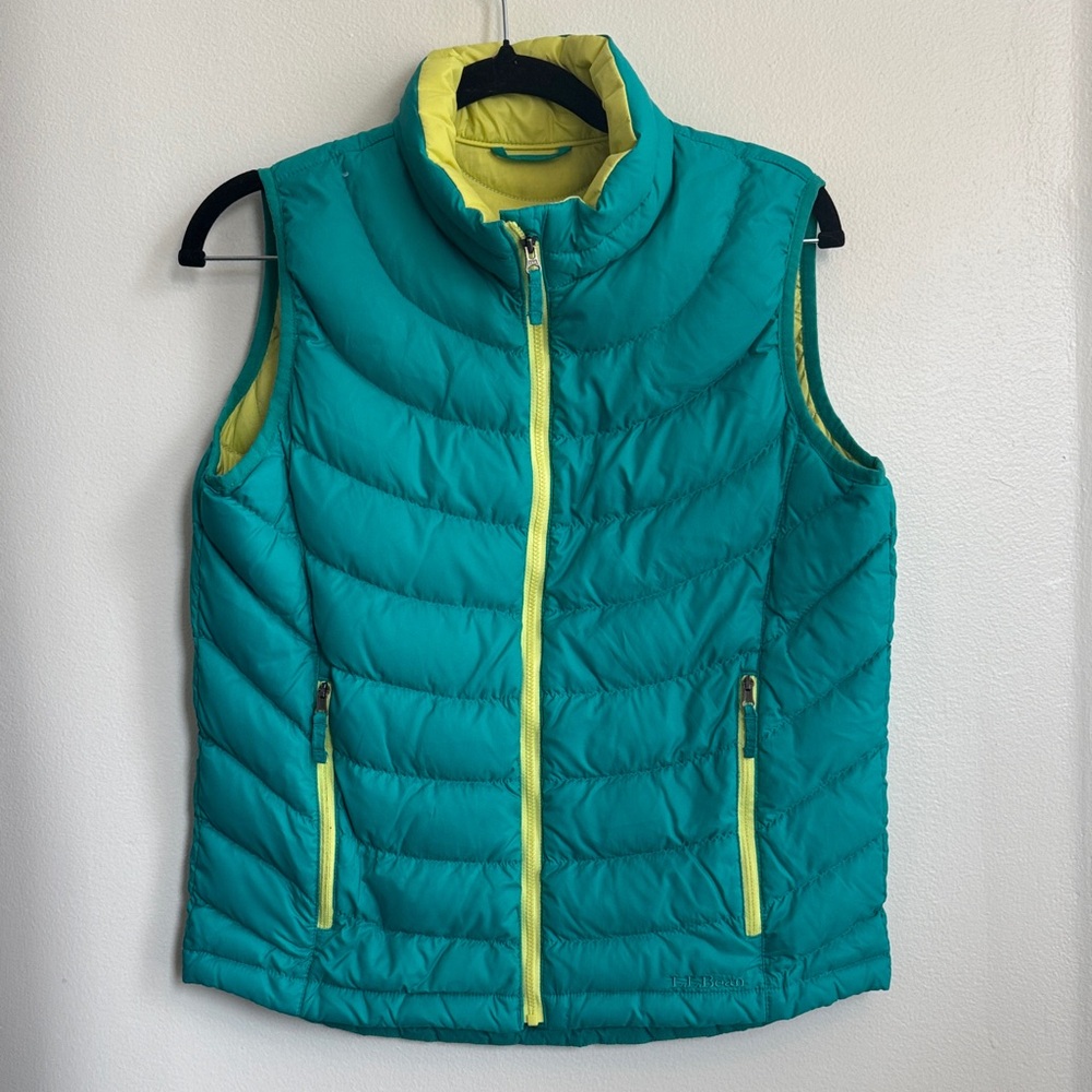 L.L. Bean Turquoise Vest with Lemon Highlights